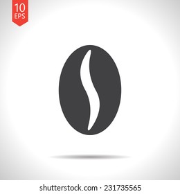 Vector flat isolate gray coffee bean icon. Eps10