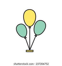 Vector flat isolate  three balloons flat icon. Eps10