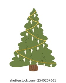 Vector flat isolated Christmas tree