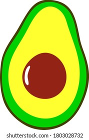 vector flat isolated half of avocado 