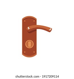 Ilustración aislada vectorial de metal clásico o asidero de puerta de madera para la entrada de cerradura y puertas interiores en casa o hotel.