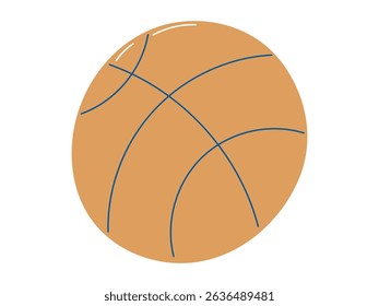 Vector flat isolated illustration of an orange basketball. Great for educational materials, children sports themes, school projects, and fun activity related designs.