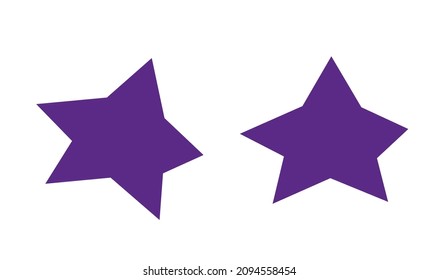 Vector flat isolated simplified illustration with two big abstract purple five-pointed stars. Concept with hand drawn geometric shapes. Minimalistic design on white background. 
