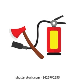 Vector flat isolated symbol of fire extinguisher for information or firefighting safety instruction poster design template