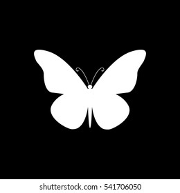 Vector flat isolated white butterfly icon 