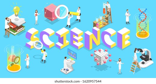 Vector Flat Isometric Concept of Scientific Research, Science Laboratory.