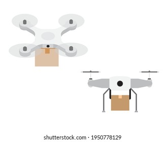 A vector of flat and isometric delivery drone on white background. Can be use in marketing and value added service for logistic.