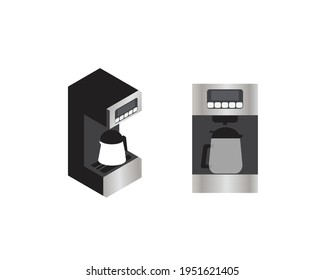 A Vector Of Flat And Isometric Of Smart Coffee Maker On White Background. It Is Part Of Internet Of Things Appliance