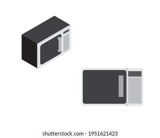 Un vector de horno de microondas de hogar inteligente plano e isométrico sobre fondo blanco aislado. El microondas es parte de Internet de los aparatos domésticos.