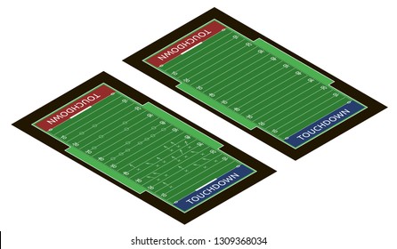 Vector flat isometric view of rugby field illustration