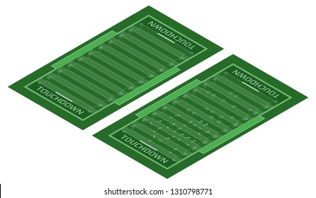 Vector flat isometric view of rugby field illustration. Abstract isometric sport illustration