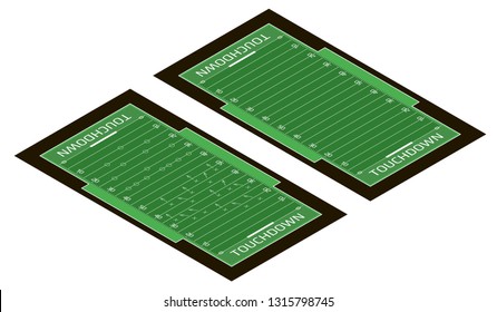 Vector flat isometric view of rugby field illustration. Abstract isometric sport illustration