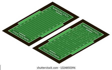 Vector flat isometric view of rugby field illustration. Abstract isometric sport illustration