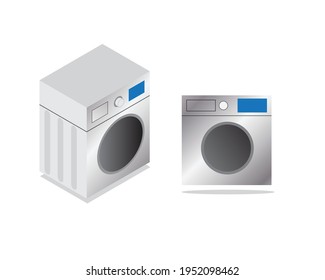 Un vector de lavadora plana e isométrica sobre fondo blanco aislado. La lavadora es otra ecológicamente inteligente de la tecnología de las cosas