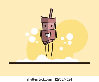 Vector flat jumping up cup of drink