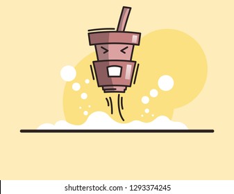 Vector flat jumping up cup of drink