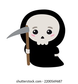 Vector flat kawaii death isolated on white background