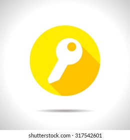 Vector flat key icon on color circle 