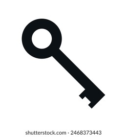 Vector flat key silhouette isolated on white background