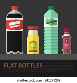 Vector flat kitchen bottles set. Eps10
