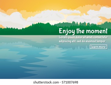 vector flat lake landscape nature banner