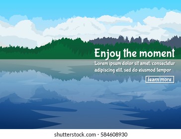 vector flat lake landscape nature banner