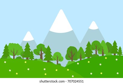 Vector flat landscape spring