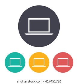 Vector flat laptop icon with set of 3 colors 
