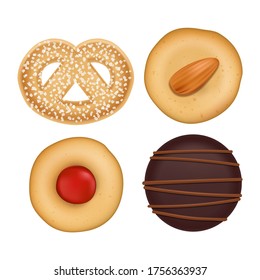 Vector Flat Lay Assorted Cookies Collection