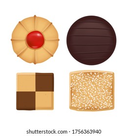 Vector Flat Lay Assorted Cookies Collection