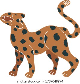 Vector flat leopard for creating fashion prints, postcard, wedding invitations, banners, arrangement illustrations, bouquets. Vector colorful leopard on white background