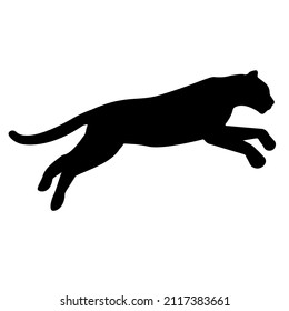 Vector flat leopard silhouette isolated on white background