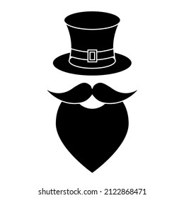 Vector flat leprechaun hat and beard icon isolated on white background