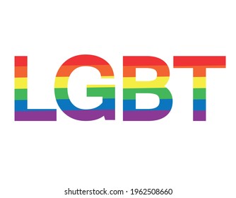Vector flat lgbt rainbow flag lettering isolated on white background
