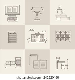 vector flat library icons