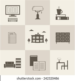 vector flat library icons