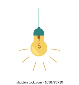 Vector flat light bulb lighting lamp icon. Business idea, electric energy, creative solution, invention power concept. Isolated illustration on a white background.