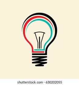 Vector flat light bulb. Modern light bulb icon. Concept ideas, innovations