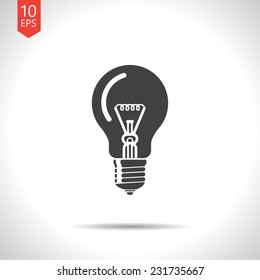 Vector flat  lightbulb icon isolated on white. Eps10