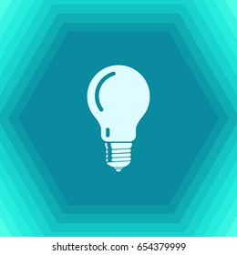 Vector flat lightbulb icon on hexagonal background 