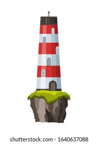 Vector flat lighthouse. Cartoon landscape