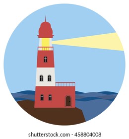 Vector flat lighthouse icon.