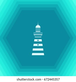 Vector flat lighthouse icon on hexagonal background 