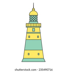 Vector flat lighthouse icon outline style. Eps10