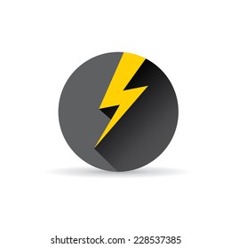 vector flat lightning bolt vector icon on black