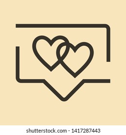Vector flat like icon with heart for design