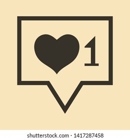 Vector flat like icon with heart for design