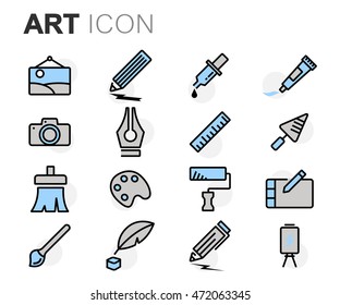 Vector flat line art icons set on white background