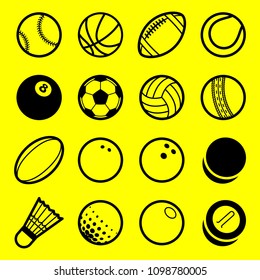 Vector flat line art play sport balls logo icon isolated objects set on white background