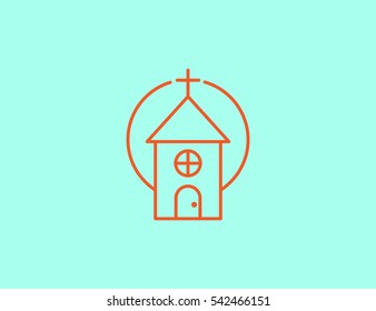 Vector flat line church icon
